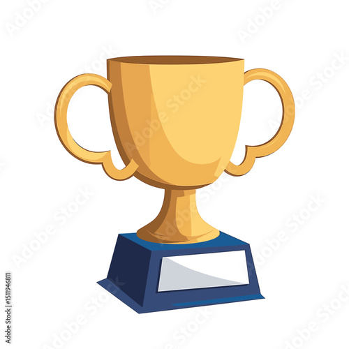 Golden Trophy on Blue Base Symbolizing Achievement