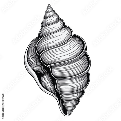 Intricate Spiral Seashell Showcasing Textured Details