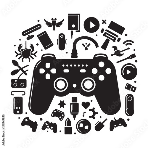 Gamer Vector Icon Pack | Console Controller, Weapons, Headset & Game Elements Design