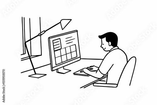 Male designer using software on computer