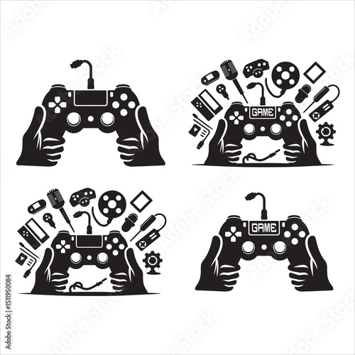 Gamer Vector Icon Pack | Console Controller, Weapons, Headset & Game Elements Design