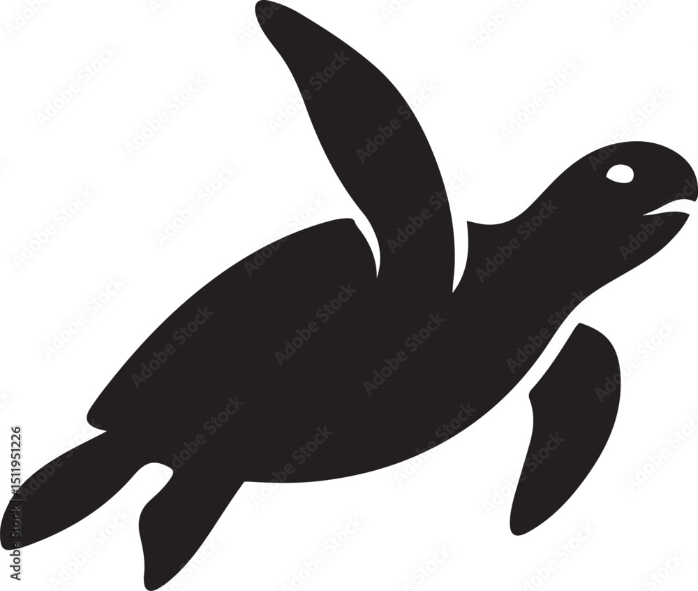 Fototapeta premium Sylwetka żółwia morskiego Prosta grafika wektorowa przedstawiająca pływającego żółwia