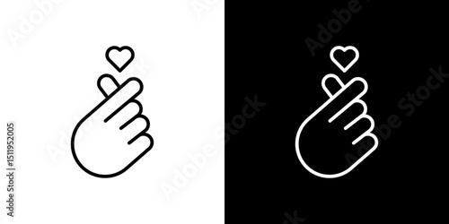 korean heart icon. Simple element illustration. outline and flat symbol design