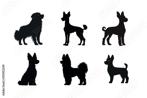 Wallpaper Mural Six dog breed silhouettes black on white Torontodigital.ca