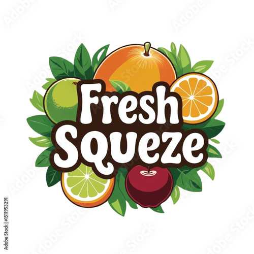 Fresh Squeeze Fruit Logo Vector EPS - Transparent Background