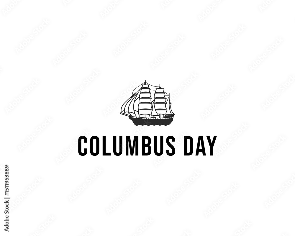 Cruise Ship Vector Silhouette for Columbus Day - Modern black and white minimal vector silhouette illustration for Columbus Day themed holiday design. Cruise Ship Vector Silhouette for Columbus Day - Modern black and white minimal vector silhouette illustration for Columbus Day themed holiday design.