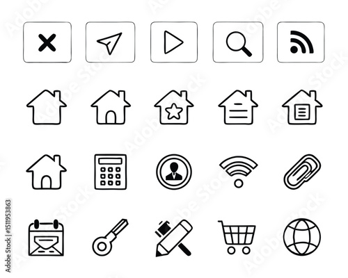 Website Icon Set – Web, Computer & Mobile App UI Symbols