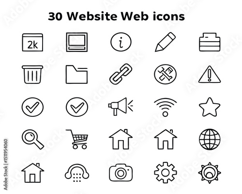 Website Icon Set – Web, Computer & Mobile App UI Symbols