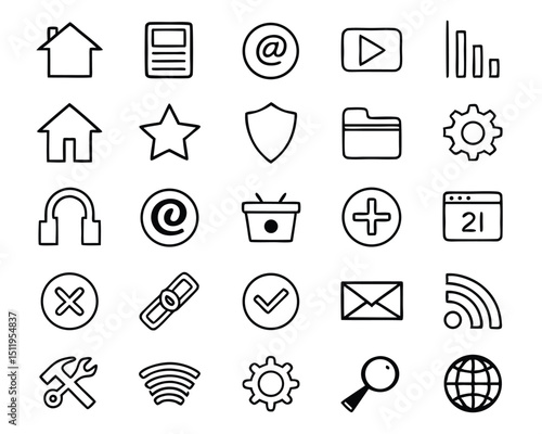 Website Icon Set – Web, Computer & Mobile App UI Symbols