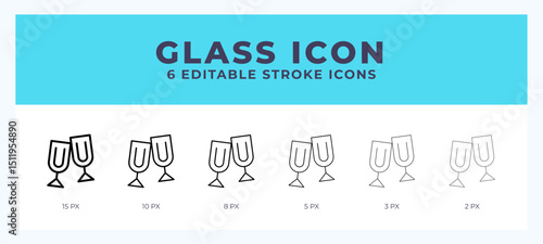Glass icon with editable stroke. Outline icon vector illustration.