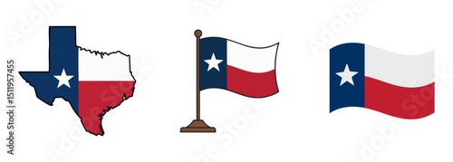 set of  texas state flag and map vector illustrations, state symbolism and regional identity