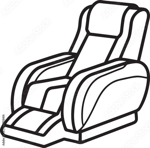 massage chair line art, black outline, vector and illustration, coloring book page line art drawing