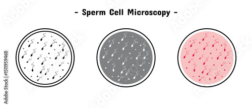 microscopic sperm cell, available in three variants, medical and health, infection and contagious, editable vector eps 10.