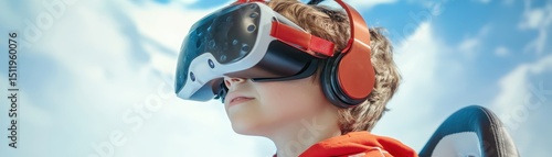 Exploring virtual reality adventures outdoor setting child engagement bright environment close-up perspective