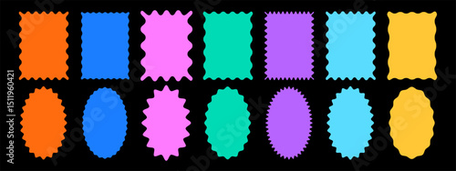 Set of abstract shape with corrugated wavy edge vector elements