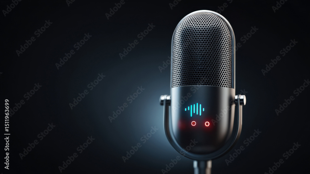 Fototapeta premium A close-up shot of a sleek, vintage microphone, capturing the essence of sound and recording