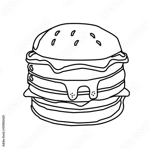 doodle burger pattern background. doodle fast food burger seamless pattern background. seamless pattern of hamburger in doodle style. Seamless Pattern of a Cheese Burger or Hamburger