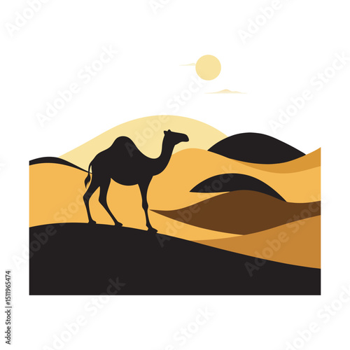 Camel Walking Under Harsh Desert Sun