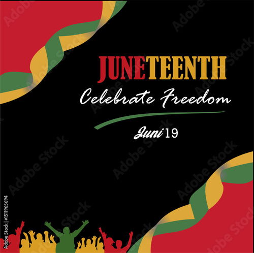 Juneteenth Independence Day. Celebrated every year on June 19th. African-American Liberation Day. Black, red, and green. Vector