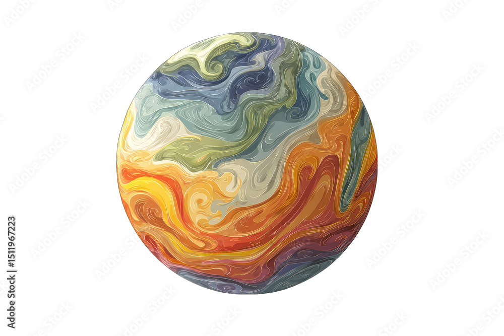 Abstract sphere, swirling colors in Earth-like pattern Abstract sphere, swirling colors in Earth-like pattern