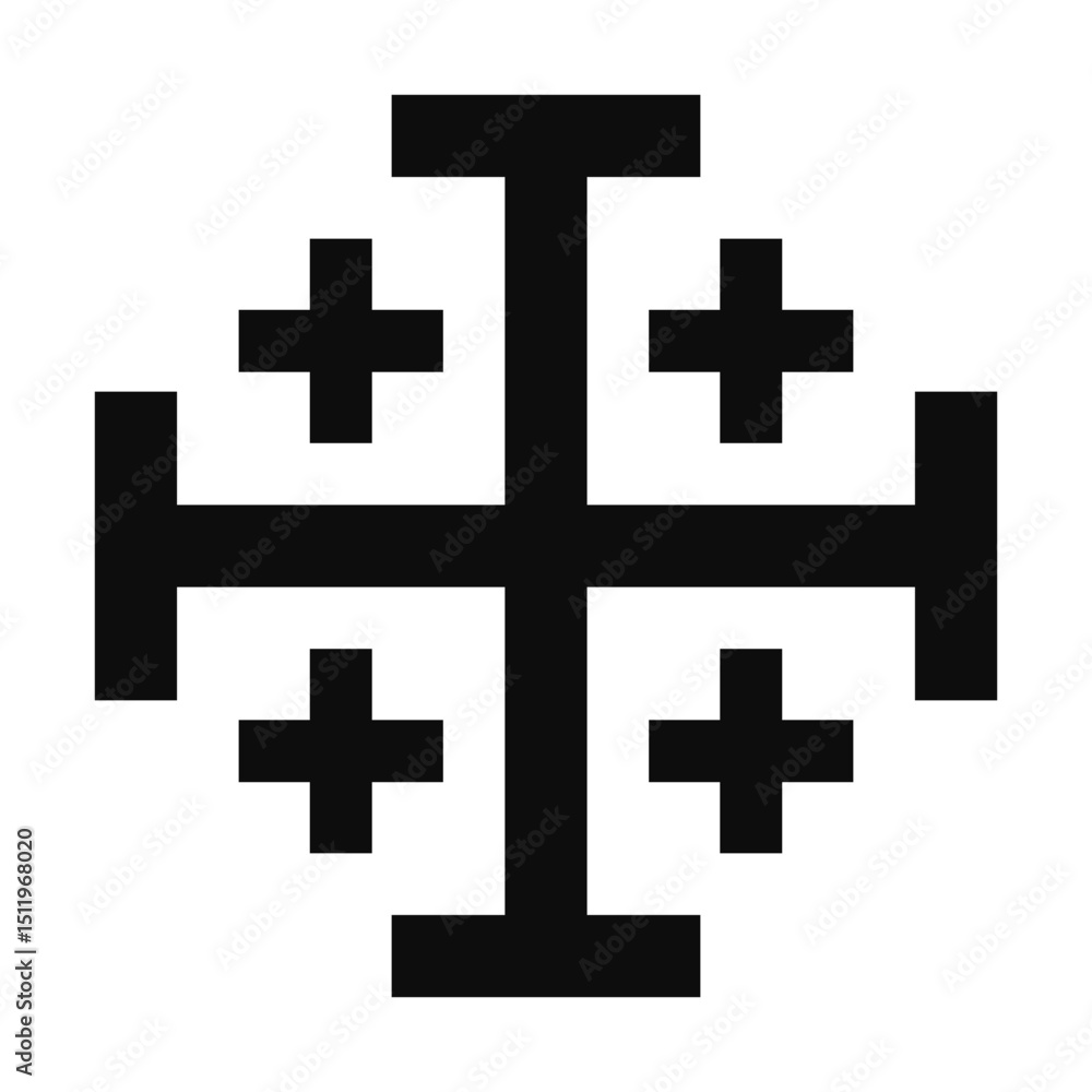 Fototapeta premium Jerusalem cross symbol - Christian flat style vector icon isolated