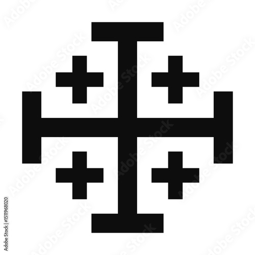 Jerusalem cross symbol - Christian flat style vector icon isolated
