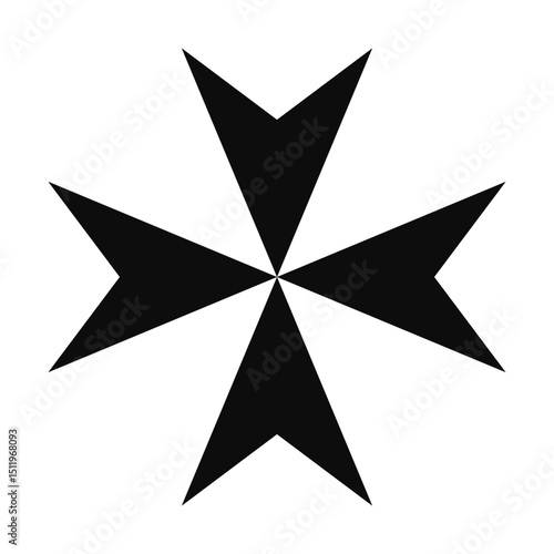 Maltese cross (Cross of Malta) thin symbol - Christian flat style vector icon isolated