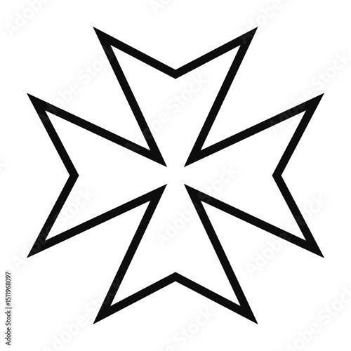 Maltese cross (Cross of Malta) contour symbol - Christian flat style vector icon isolated