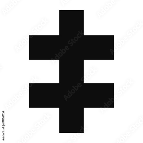 Patriarchal cross symbol (alternative version) - Christian flat style vector icon isolated