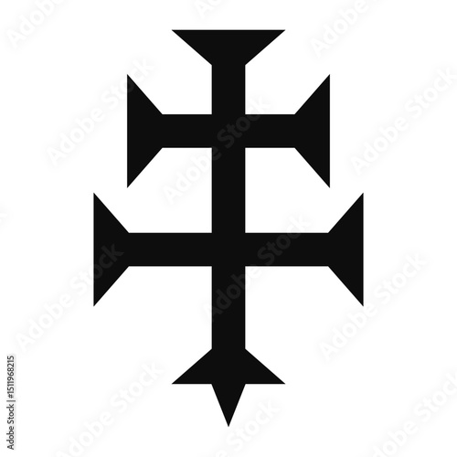 Patriarchal cross decorative symbol - Christian flat style vector icon isolated