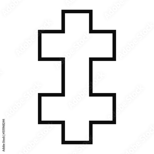 Patriarchal cross contour symbol - Christian flat style vector icon isolated