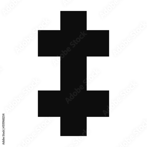 Patriarchal cross bold symbol - Christian flat style vector icon isolated