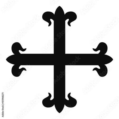 Portuguese Cross (Order of Aviz) symbol - Christian flat style vector icon isolated