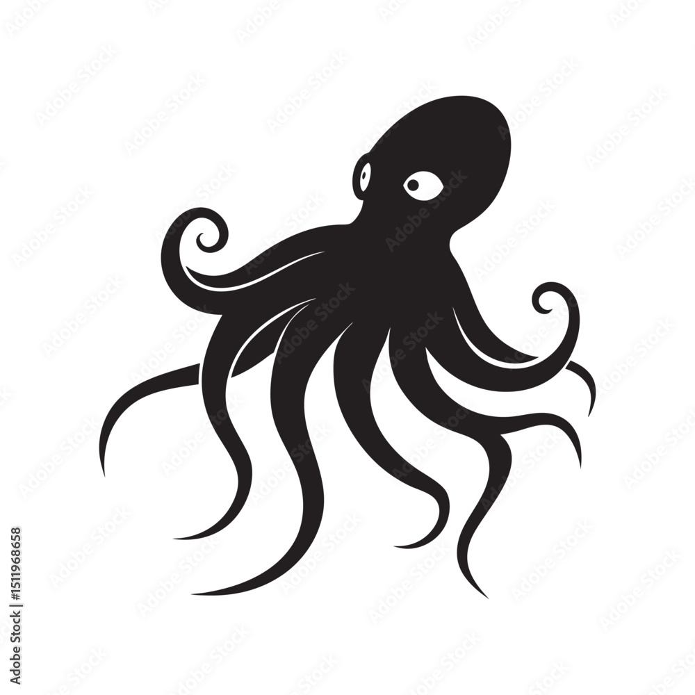 Squid Swimming Deep Under Ocean Surface Squid Swimming Deep Under Ocean Surface