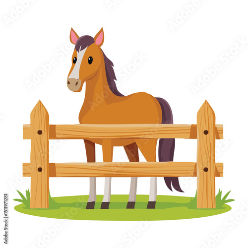 Brown Horse Behind Wooden Farm Fence