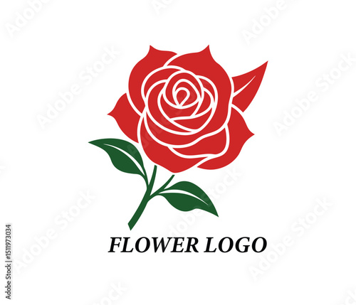 red rose vector logo design illustration on white background