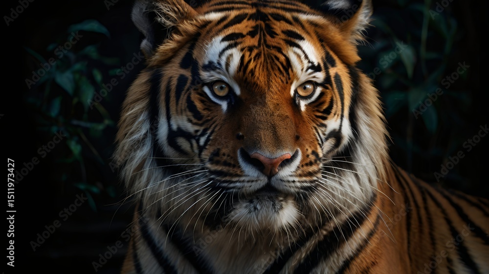 Close-up view of a tiger's face. Close-up view of a tiger's face.