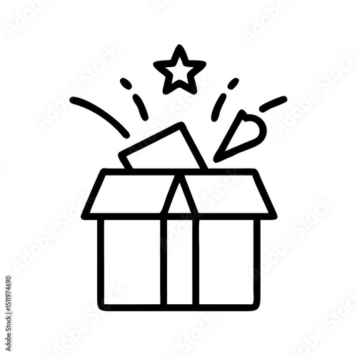 Open gift box icon, surprise element, for websites and blogs