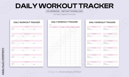 Daily Workout Tracker Printable Fitness Log Sheet