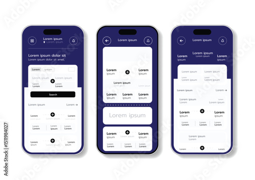 3D Vector illustration of flat style UI or UX design.