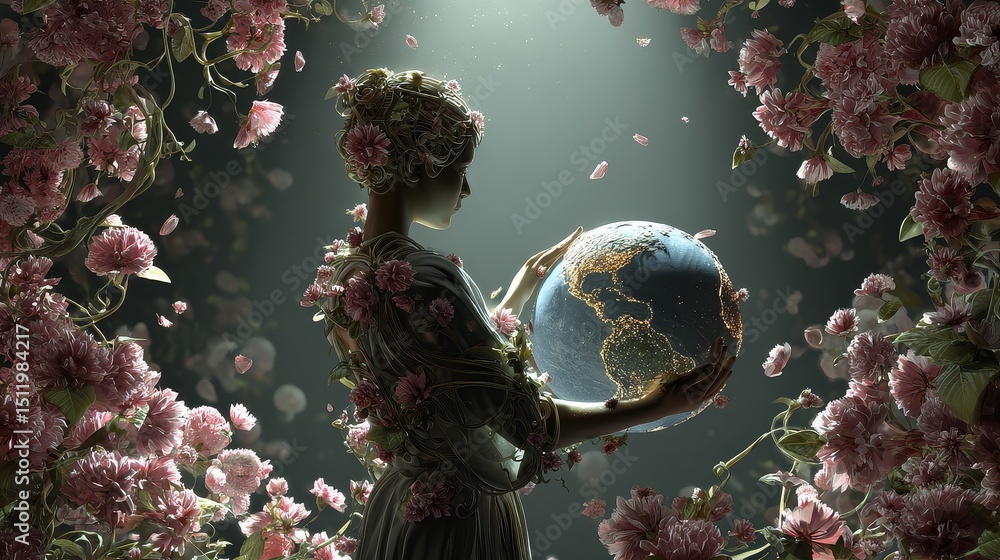 custom made wallpaper toronto digitalGaia goddess awakening mother earth in spiritual bloom enchanted floral scene ethereal perspective