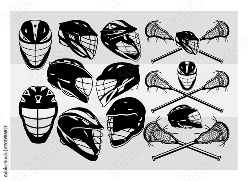 Lacrosse Helmet SVG Silhouette Bundle, Lacrosse Silhouette, Sports Svg, Helmet Svg, Lacrosse Sticks Svg, Lacrosse Png, Lacrosse Svg Images, Cut Files