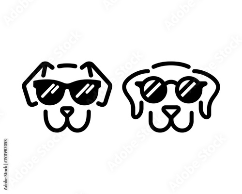 Minimalist dog outline wearing stylish sunglasses