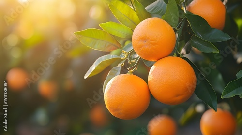 Oranges tree with a bunch of growing mature Oranges