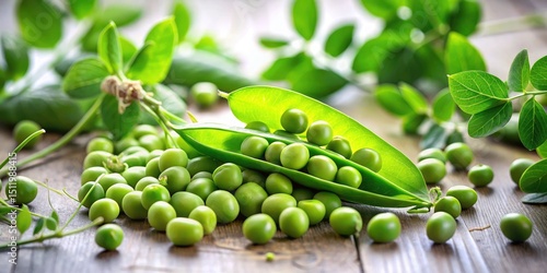 Wallpaper Mural Fresh Green Peas on Light Background - Vibrant Food Photography, Healthy Cooking Ingredients, Organic Produce, Spring Vegetables, Culinary Aesthetics, Farm-to-Table Inspiration Torontodigital.ca