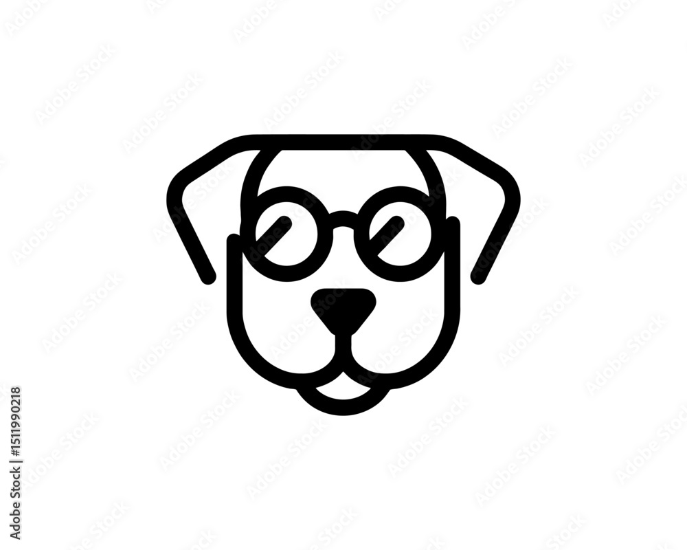 Obraz premium Cool dog wearing glasses in thin outline