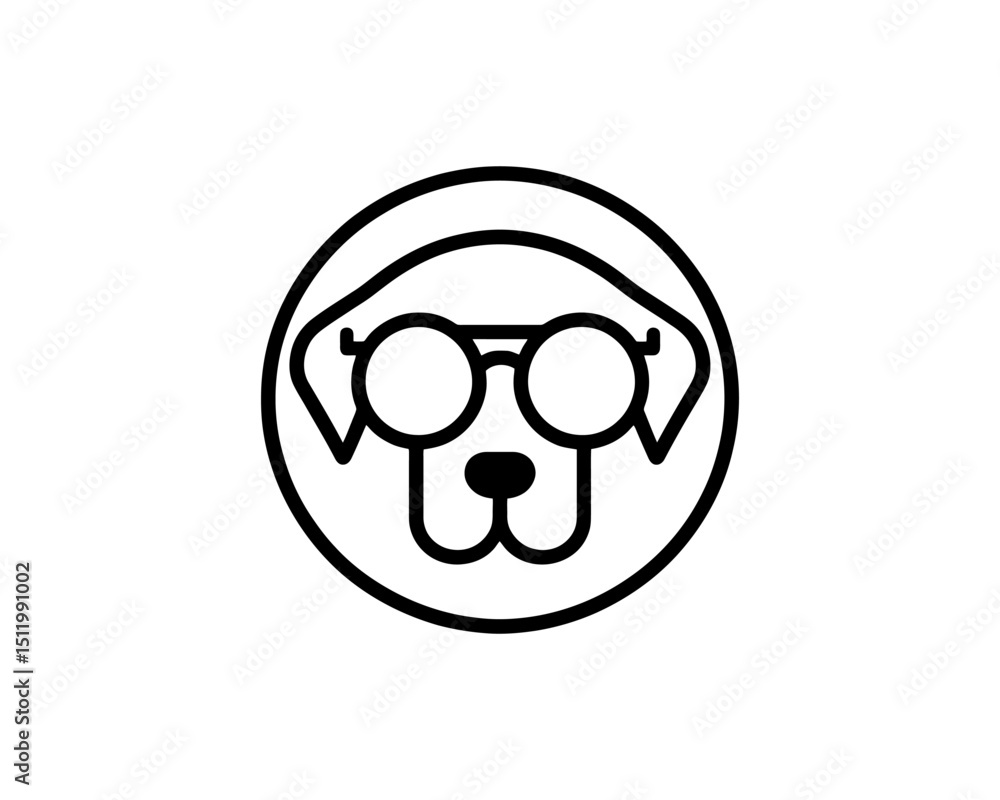 Obraz premium Circle outline dog with cool sunglasses