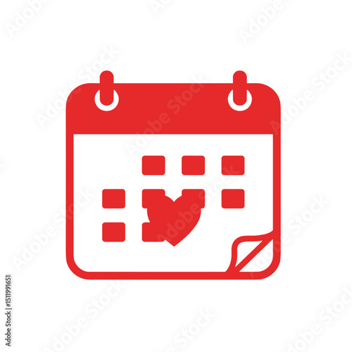 Red romantic calendar icon for adult date reminders and 18+ planning