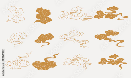 A collection of cloud pattern design elements in Chinese style