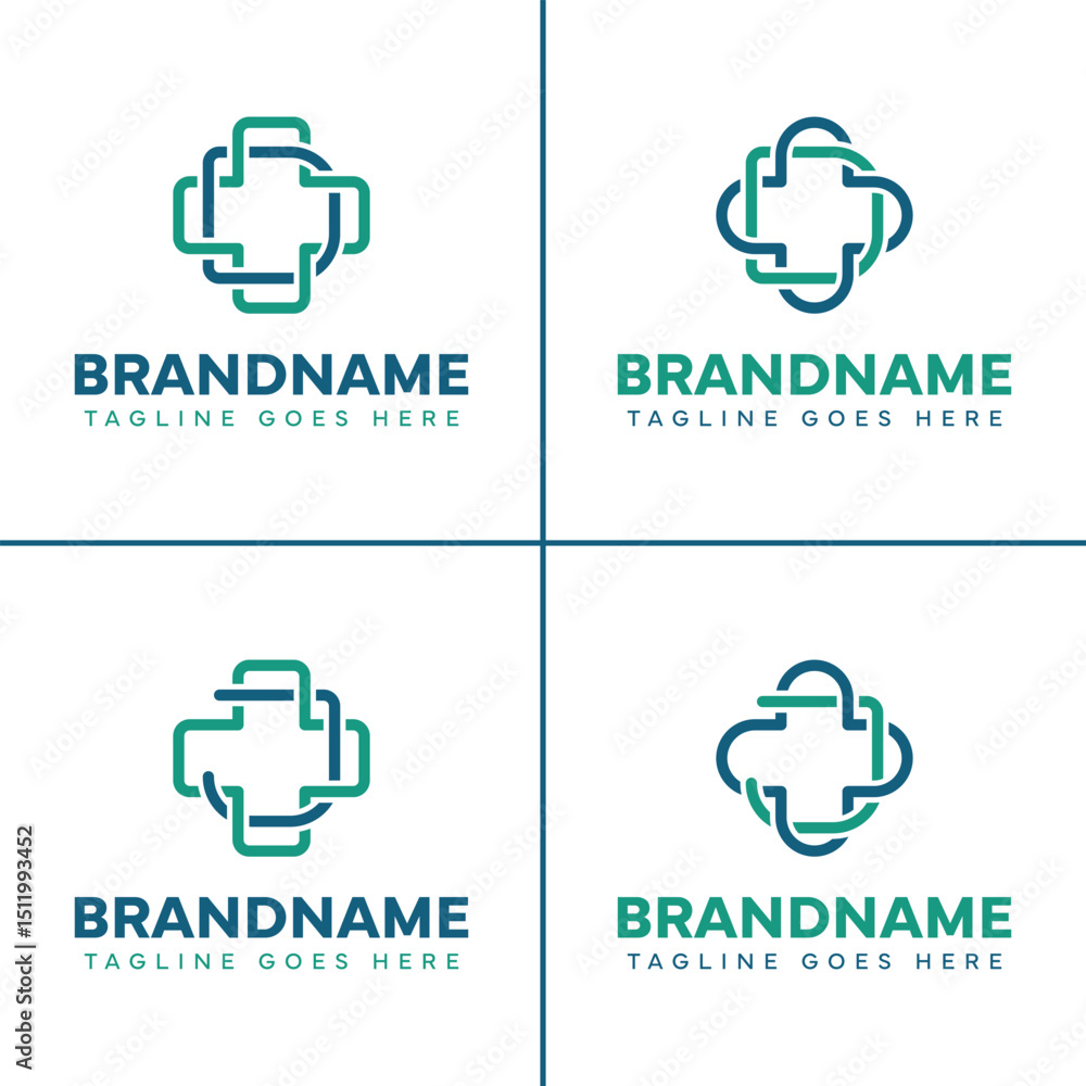 Obraz premium Letter D and J Medical Cross Logo Set, representing care, health, and trusted medical services